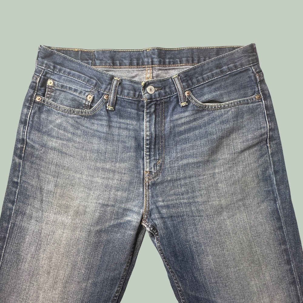 Levi's 514 Jeans Men 34x34 (36x33) Straight Fit Blue Heavy Wash Denim Distressed
